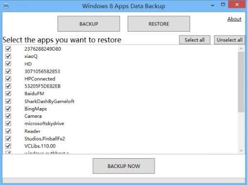 Windows 8 Apps Data Backup