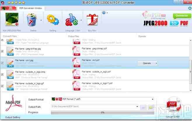 FoxPDF JPEG2000 to PDF Converter(JPEG2000转换成PDF转换器)