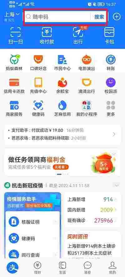 支付宝核酸码怎么查结果