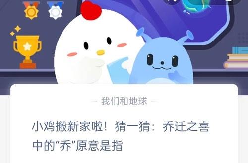 小鸡搬新家啦，猜一猜乔迁之喜中的乔原意是指