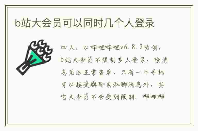 b站大会员可以同时几个人登录