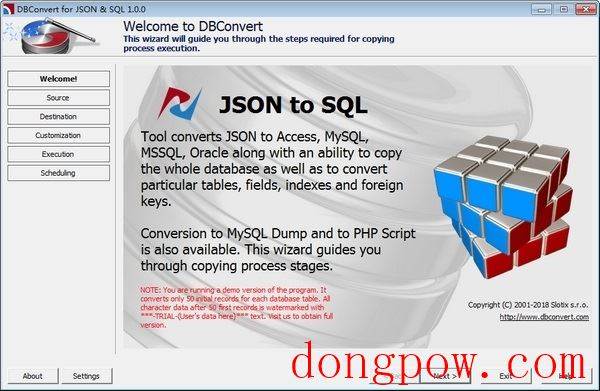 DBConvert for JSON and SQL