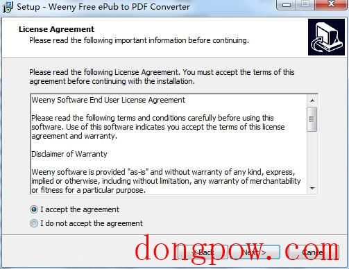 Weeny Free Epub to PDF Converter