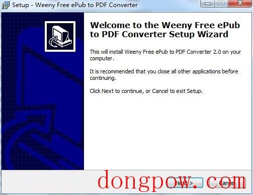 Weeny Free Epub to PDF Converter