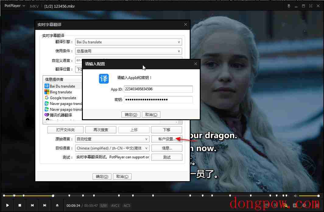 PotPlayer字幕实时翻译扩展插件