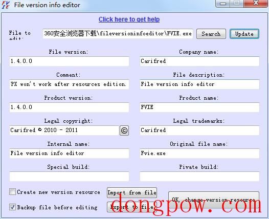 File version info editor