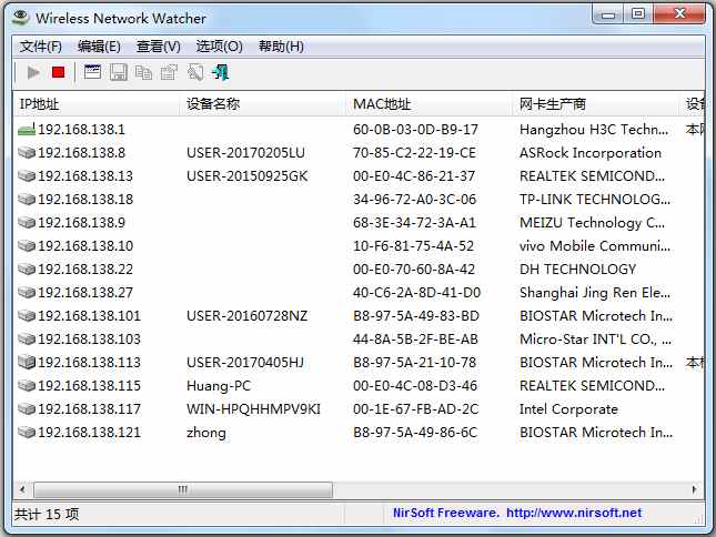 Wireless Network Watcher(无线网络查看软件) V2.12 汉化绿色免费版