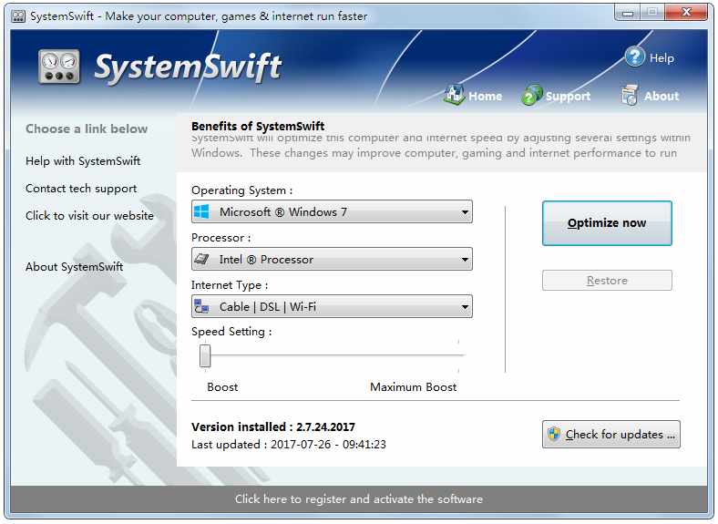 SystemSwift Portable(电脑提速工具) V2.7.24.2017 英文绿色版