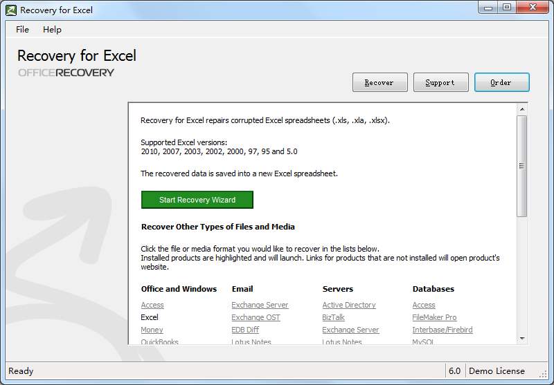 Recovery For Excel(Excel文件修复工具) V6.0