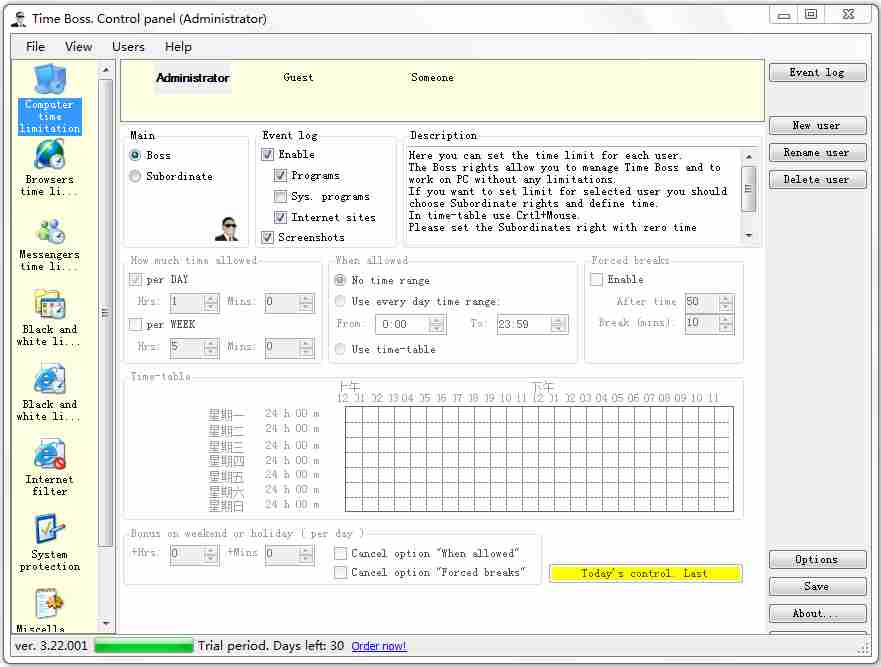 Time Boss(时间管理软件) V3.22.001 英文版