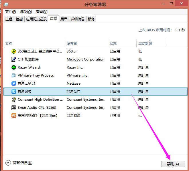 Win8系统下有道词典开机自启动如何关闭？