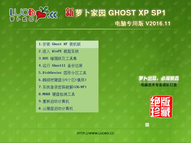 萝卜家园 GHOST XP SP3 电脑专用版 V2016.11