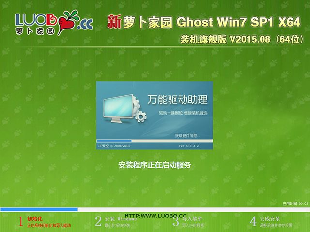 萝卜家园 GHOST WIN7 SP1 X64 装机旗舰版 V2015.08（64位）