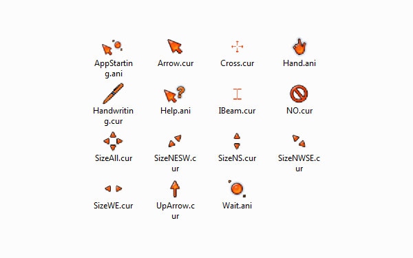 橘黄色泽鼠标指针