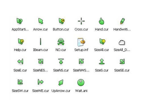 简约绿色鼠标指针