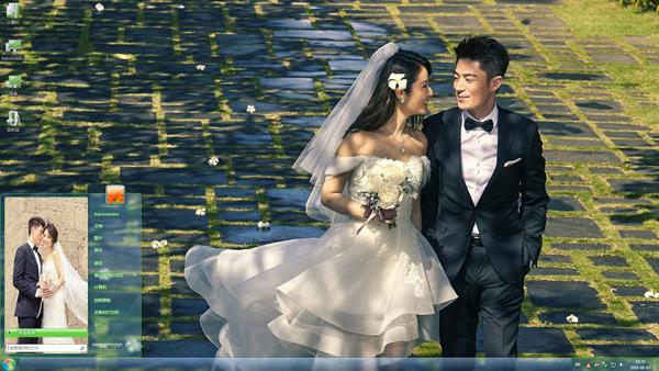 林心如霍建华甜蜜婚纱照Win7主题