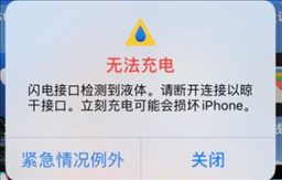 iPhone在充电时出现“闪电接口检测到液