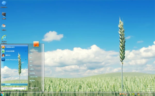 绿色稻穗win7风景主题