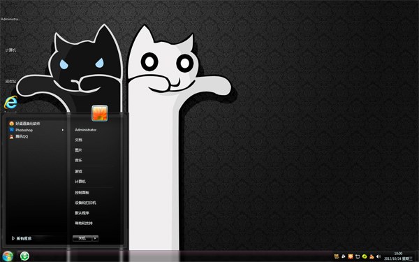 可爱黑白猫win7主题下载