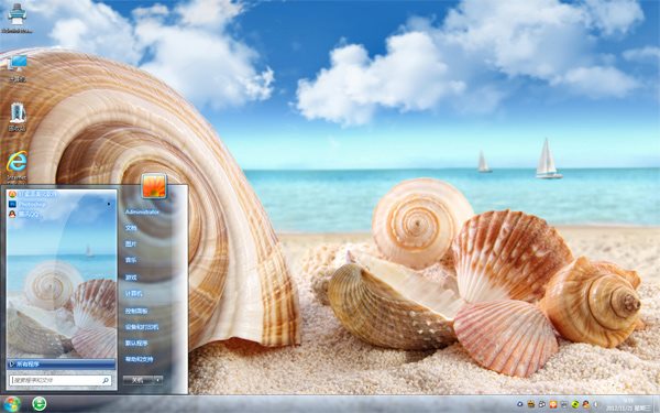 沙滩海螺美景win7壁纸