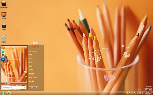 彩色铅笔win7壁纸主题