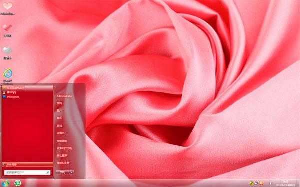 粉红玫瑰win7电脑主题