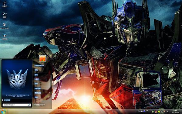 科幻电影变形金刚Win7主题