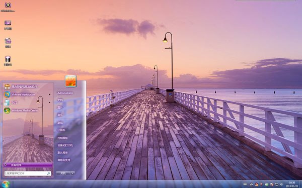 码头黄昏唯美win7风景桌面