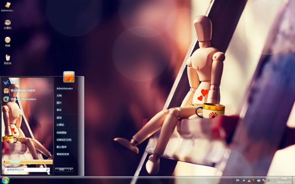 沐浴阳光的木偶人win7可爱主题