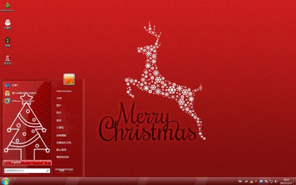小麋鹿欢乐圣诞win7红色主题