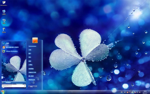 清新四叶草蓝色win7主题