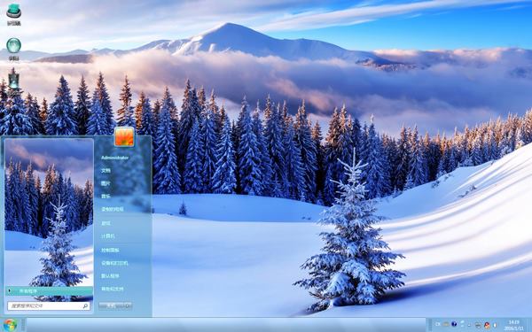 清新简约的冬季雪景Win7主题