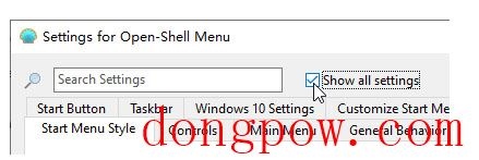 Settings For Open Shell Menu