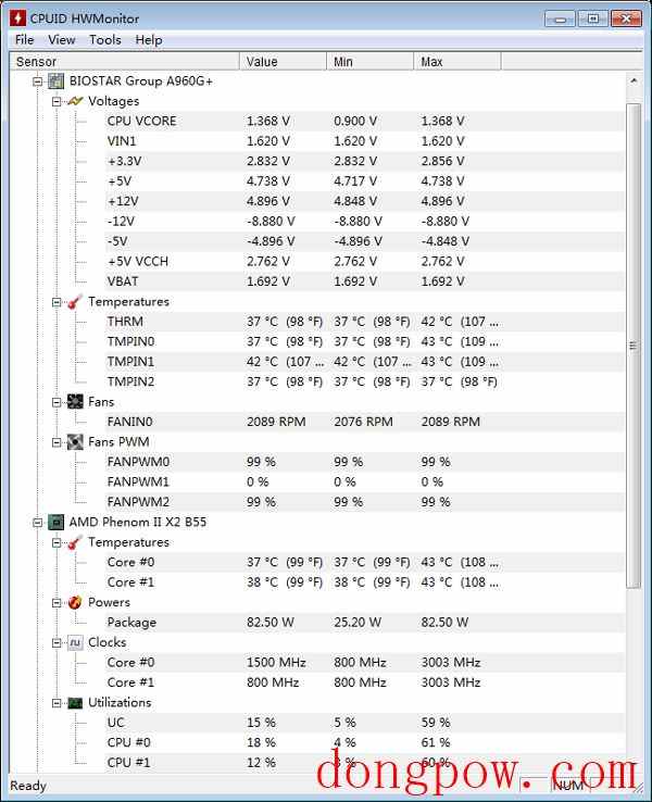 HWMonitor(CPU 相关) V1.28.0 32Bit 英文绿色版