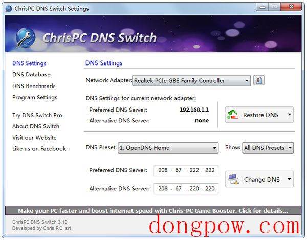 ChrisPC DNS Switch(系统辅助工具) V3.20