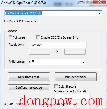 GpuTest(gpu压力测试工具) V0.7.0 绿色版