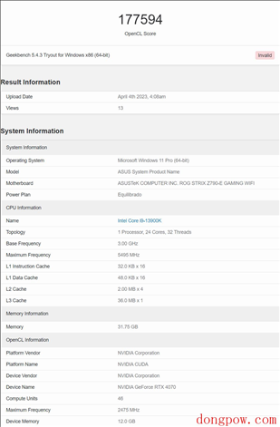 英伟达RTX4070桌面显卡OpenCL跑分曝光！与RTX3080基本持平