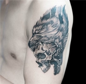 狼头纹身手稿 野性十足的狼头纹身图案
