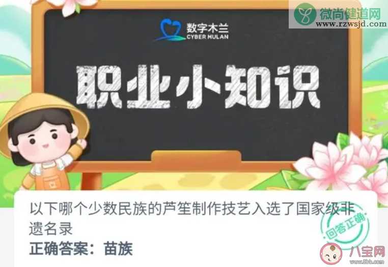 以下哪个少数民族的芦笙制作技艺入选了国家级非遗名录 蚂蚁新村12月15日答案