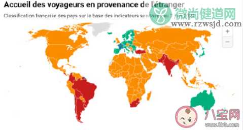 法国入境新规中国被分属橙色区域 绿色区域的是哪些国家