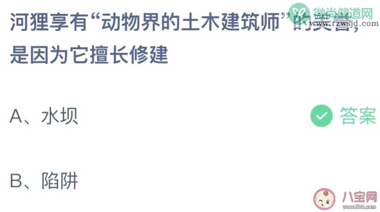 蚂蚁庄园河狸擅长修建什么 小课堂7月5日答案最新