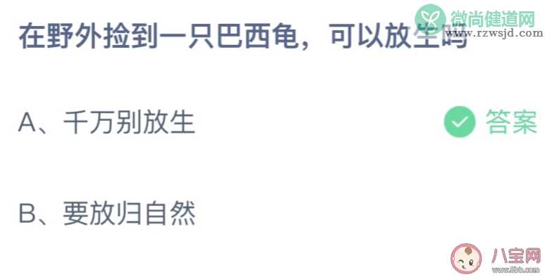 蚂蚁庄园捡到一只巴西龟可以放生吗 小课堂9月7日答案最新