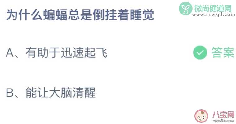 蚂蚁庄园为什么蝙蝠总是倒挂着睡觉 小课堂10月26日答案介绍