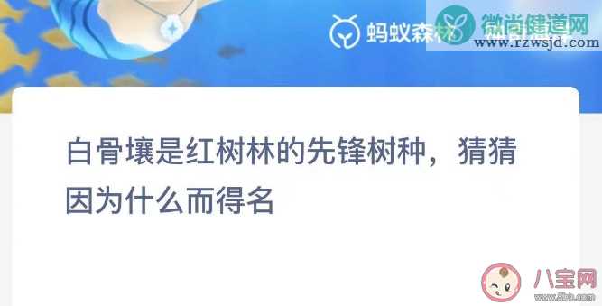 白骨壤是红树林的先锋树种猜猜因为什么而得名 神奇海洋11月22日答案