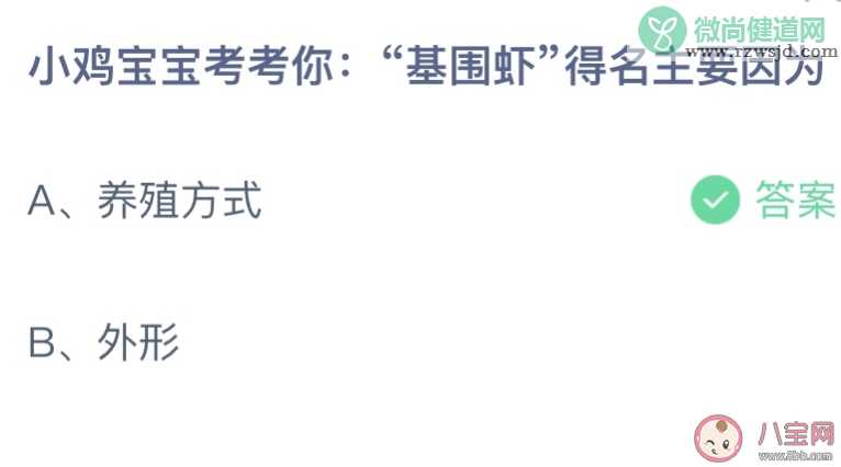 基围虾得名主要因为养殖方式还是外形 蚂蚁庄园4月4日答案介绍