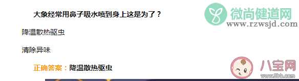 大象经常用鼻子吸水喷到身上这是为了什么 蚂蚁庄园4月18日答案