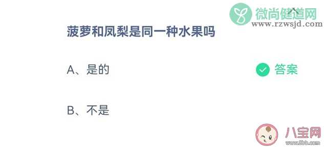 蚂蚁庄园菠萝和凤梨是同一种水果吗 9月8日答案解析