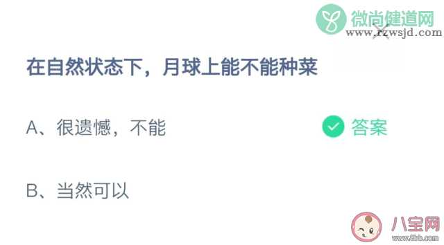 在自然状态下月球上能不能种菜 蚂蚁庄园10月20日正