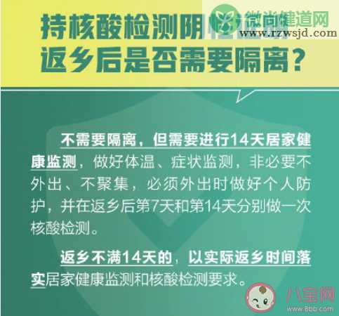 持核酸检测阴性证明返乡后是否需要隔离 谁负责查验核酸检测阴性证明