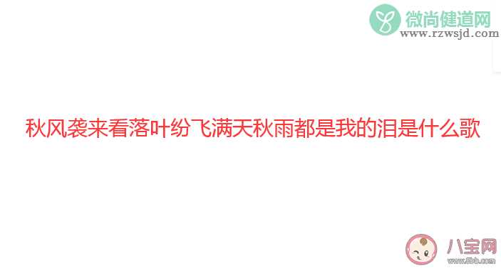 秋风袭来看落叶纷飞满天秋雨都是我的泪是什么歌 《